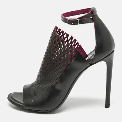 Pre-owned Balenciaga Black/pink Lasercuts Leather Glove Sandals Size 37