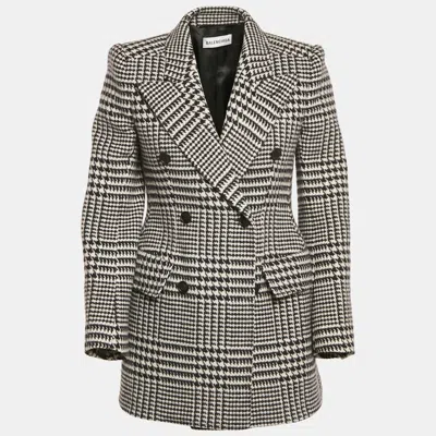 Pre-owned Balenciaga Black/white Houndstooth Wool Hourglass Blazer S