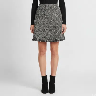 Pre-owned Balenciaga Black/white Tweed Zip Up Mini Skirt M