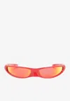 Balenciaga Blade Rectangular Sunglasses In Red