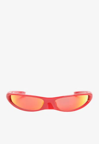 Balenciaga Blade Rectangular Sunglasses In Red