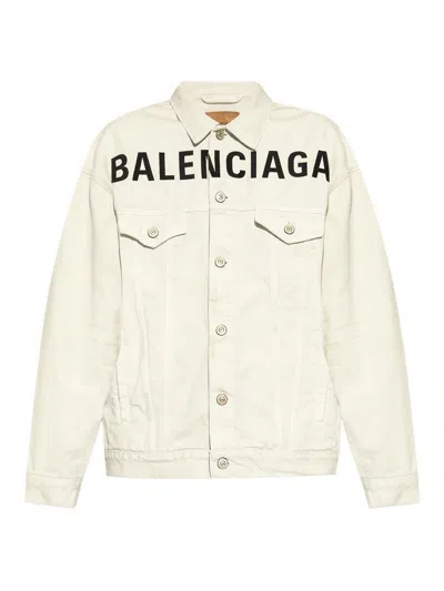 BALENCIAGA LOGO-PRINT DENIM JACKET