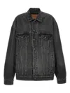 Balenciaga Denim Jacket With Used Effect Casual Jackets And Parka Gray In Black