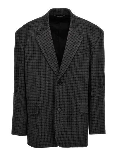 Balenciaga Single-breasted One Button Jacket In Gray