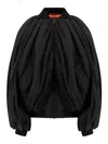 Balenciaga Black Bomber Draped Jacket With Elastic Rear Hem In Tech Fabric Woman