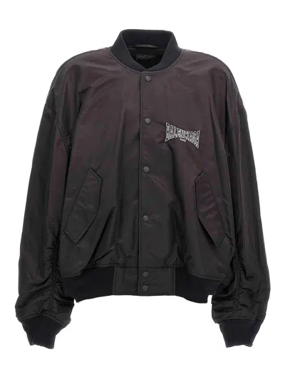 Balenciaga Varsity  Boxing Bomber Jacket In Black