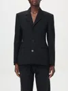 Balenciaga Hourglass Black Single-breasted Jacket With Notched Revers In Wool Woman In 黑色