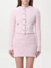 Balenciaga Cropped Tweed Cardigan Sweaters And Cardigans Pink In Pink