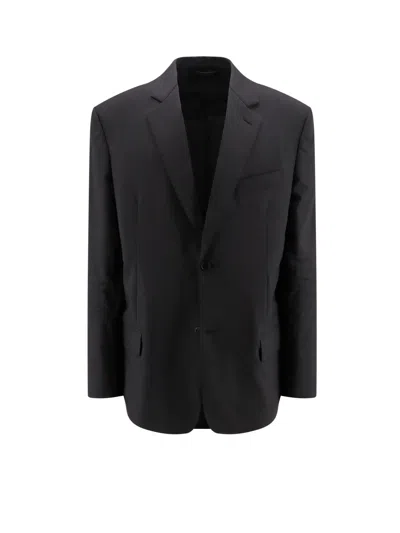 Balenciaga Logo Patch Blazer In Black