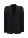 Balenciaga Single-breasted Wool Blazer In Black