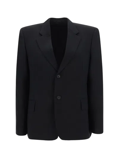 Balenciaga Single-breasted Wool Blazer In Black
