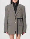 Balenciaga Tailored Wrap Jacket With Checkered Design For Women In Gray