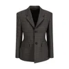 Balenciaga Checked Padded Wool Blazer In Multicolor