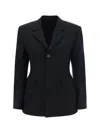 Balenciaga Hourglass Black Single-breasted Jacket With Notched Revers In Wool Woman In Black