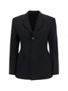 Balenciaga Hourglass Black Single-breasted Jacket With Notched Revers In Wool Woman In Black