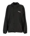 Balenciaga Polyester Jacket With Elastic Cuffs And Hooded Design In Black