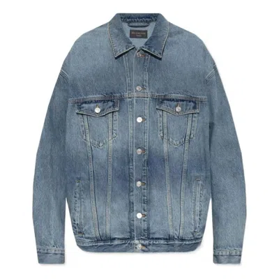 Balenciaga Bleached-effect Button-up Denim Jacket 'blue'