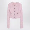 Balenciaga Pink Cotton Blend Tweed Cropped Cardigan