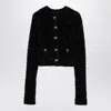 Balenciaga Crop Bouclé Cardigan In Black
