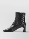 Balenciaga Block Heel Square Toe Leather Boots In Black