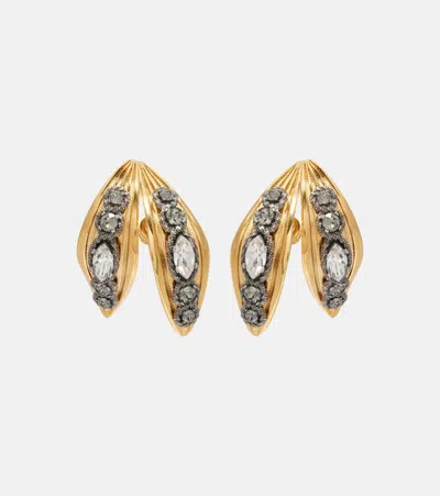 Balenciaga Bloom Crystal-embellished Earrings In Purple