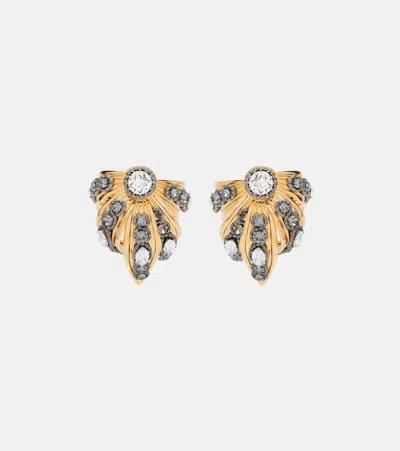 Balenciaga Bloom Embellished Earrings In Gold