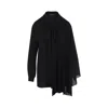 Balenciaga Black Blouse With Pussybow Collar And Asymmetric Design In Silk Woman In Black