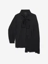 Balenciaga Asymmetric Black Silk Blouse With Scarf In Black