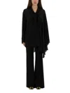 Balenciaga Asymmetric Black Silk Blouse With Scarf Women In Black