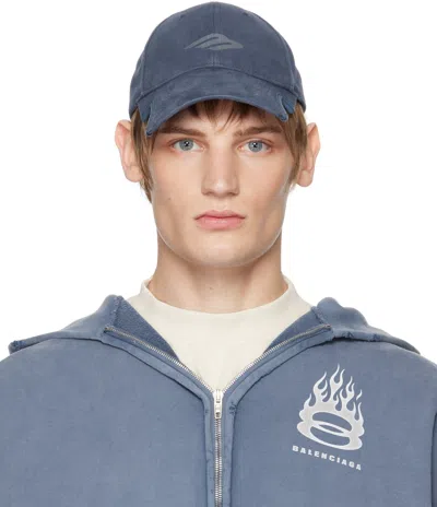 Balenciaga Blue 3b Stencil Cap In Washed Blue