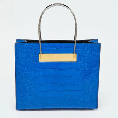 Pre-owned Balenciaga Blue Alligator Leather Cable Handle Tote