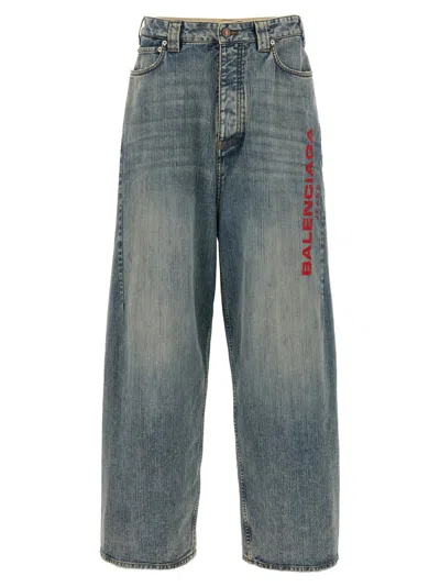 Balenciaga Blue Baggy Fit Logo Jeans