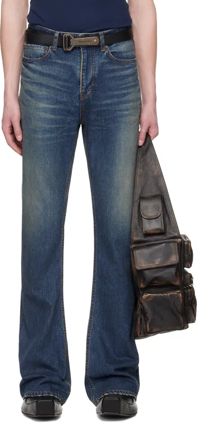 Balenciaga Blue Bootcut Jeans In 4021