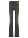 Balenciaga Buckle-detail Bootcut Jeans In Green