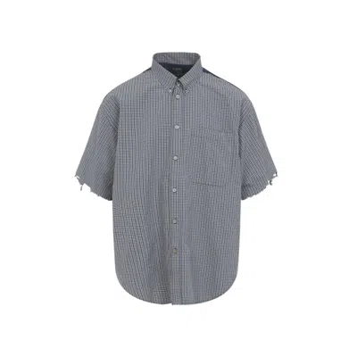 Balenciaga Blue Button Down Checked Shirt