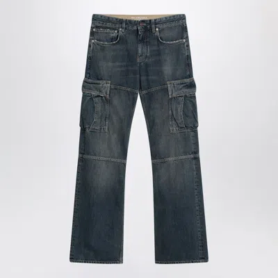 BALENCIAGA BLUE CARGO REGULAR JEANS WITH A FADED EFFECT