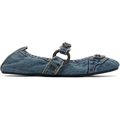 Balenciaga Blue City Ballerina Flats In 4718 Blue/brass
