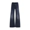 Balenciaga Women Blue Five-pocket Jeans With Curved Waist And Faded Effect In Cotton Woman In Blue
