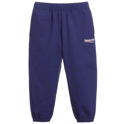 Balenciaga Blue Cotton Logo Joggers