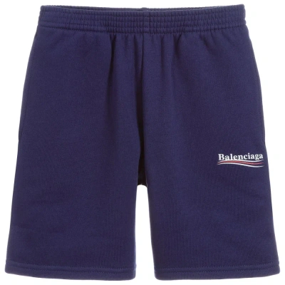 Balenciaga Blue Cotton Logo Shorts