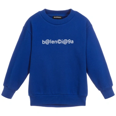 Balenciaga Blue Cotton Logo Sweatshirt