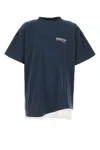 Balenciaga Oversize Crew Neck Layered Hem T-shirt In Blue