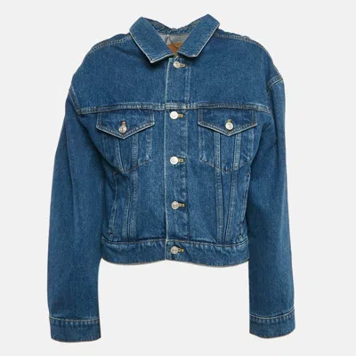 Pre-owned Balenciaga Blue Denim Button Front Jacket M
