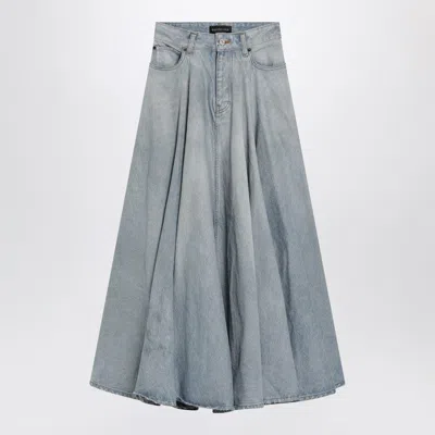 Balenciaga Blue Denim Fringe Detail Skirt