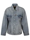Balenciaga Women's Denim Hourglass Jacket In Blue