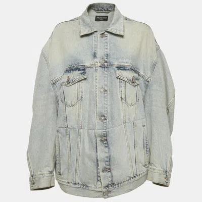 Pre-owned Balenciaga Blue Denim Oversized Unifit Jacket Xxs