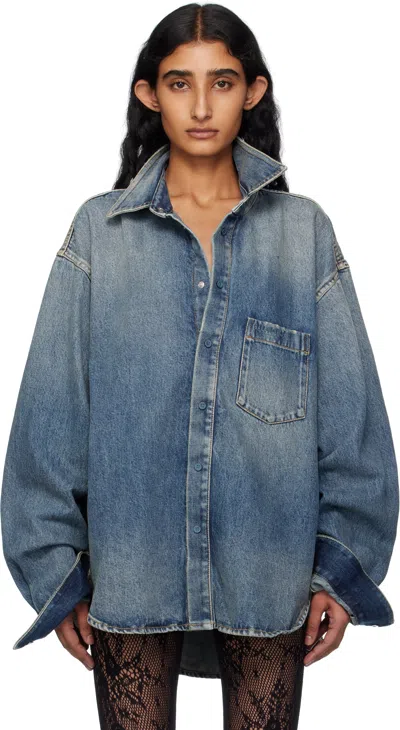 Balenciaga Blue Faded Denim Shirt