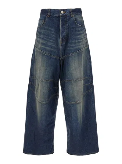 Balenciaga Blue Five Pocket Jeans With Faded Effect In Denim Man
