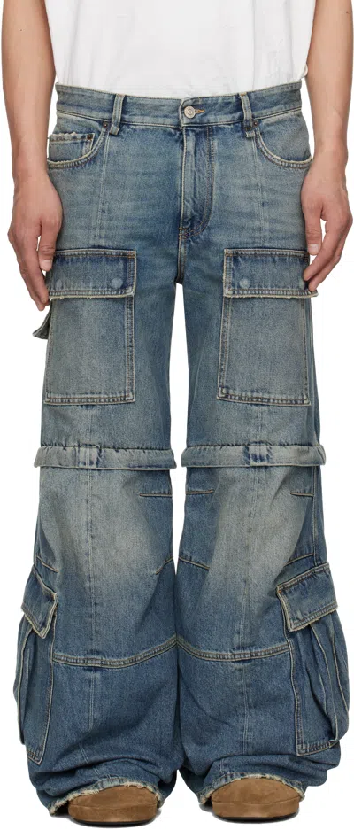 Balenciaga Blue Flared Cargo Jeans
