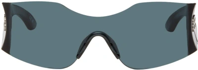 Balenciaga Blue Hourglass Mask Sunglasses In Black